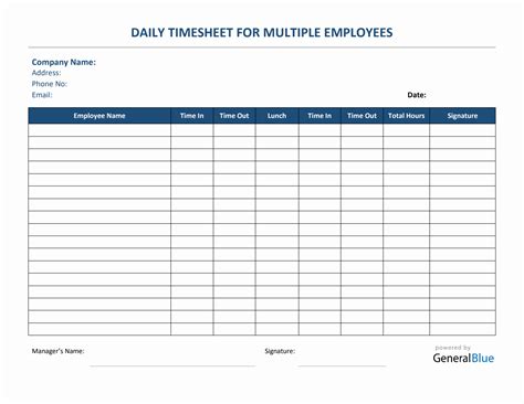 Multiple Employee Timesheet Templates