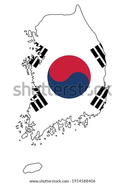 South Korea Map Flag Outline South Stock Vector (Royalty Free) 1914588406 | Shutterstock