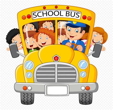 HD Cartoon Kids On School Bus Front View PNG | Citypng