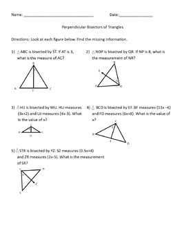 HSG.CO.D.12 - Worksheet, Quiz PERPENDICULAR BISECTOR practice. Geometry