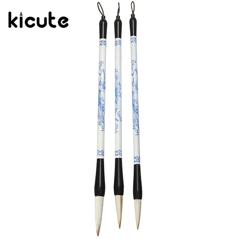 Kicute 3Pcs Blue and White Picture Chinese Japanese Calligraphy Brush ...