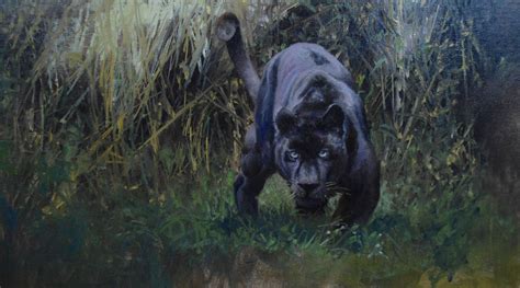 This atmospheric painting of a panther was done by Paul Apps in oils ...