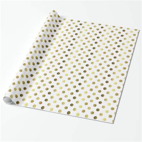 Gold and White Polka Dot Wrapping Paper | Zazzle