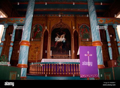 Ulvik Church interior, Norwegian fjords, Norway, Scandinavia, Europe ...