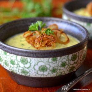 Green Cauliflower Soup with Fried Shallots • The View from Great Island