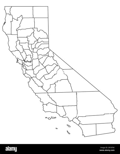 High detailed illustration map - California State Map with counties Stock Photo - Alamy