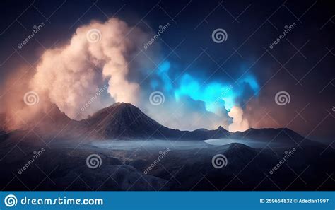 An Illustration of the Blue Volcano in Indonesia, Kawah Ijen Volcano, Sulfuric Gas Stock Photo ...