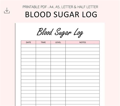 Blood Sugar Log Printable Blood Sugar Reading Tracker - Etsy Nederland