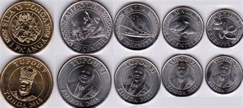 TONGA CURRENCY SET 5 SENITI 1 PA'ANGA 5 COINS ANIMALS SHIP BOAT 2015 ...