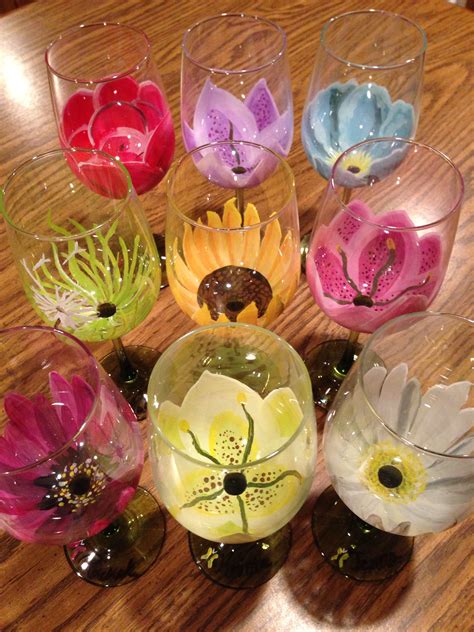 How to paint flowers on wine glasses – Artofit
