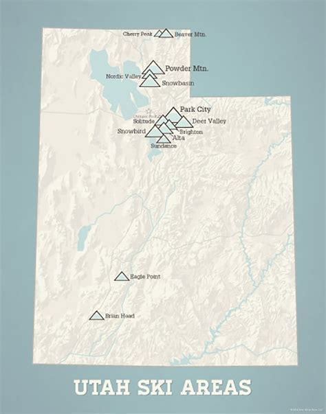 Utah Ski Resorts Map 11x14 Print | Etsy