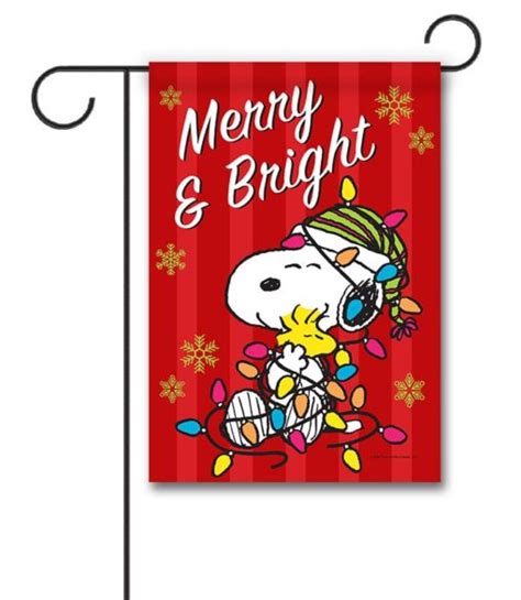 PEANUTS® Merry & Bright Snoopy and Woodstock - Garden Flag - 12.5'' x ...