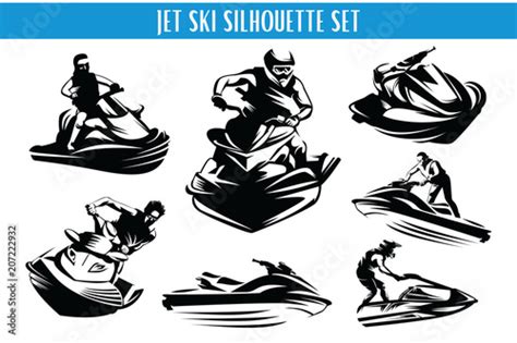 Extreme Jet Ski Silhouette Set Stock Vector | Adobe Stock