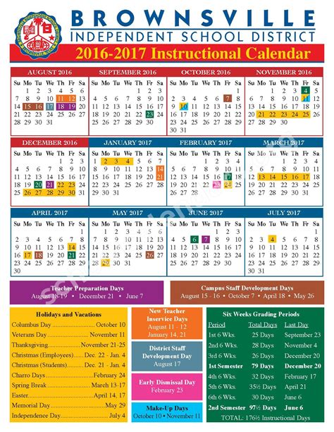 Brownsville Independent School District Calendars – Brownsville, TX