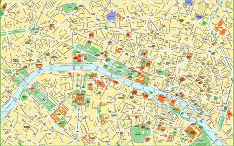 Paris city center map - Stadtplan von Paris die Sehenswürdigkeiten in ...