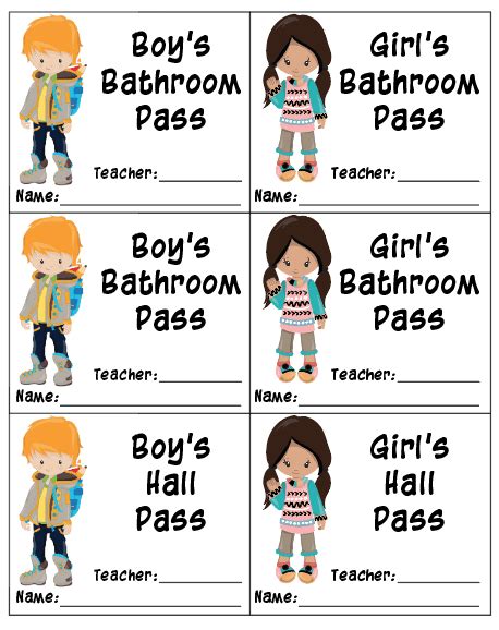 Free Printable Bathroom Passes & Hall Pass Printables | Bathroom pass, Hall pass, Boy or girl