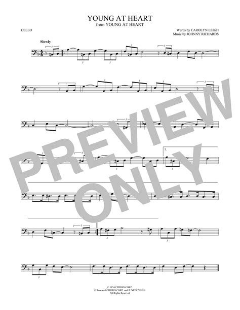 Young At Heart Sheet Music | Carolyn Leigh | Cello Solo