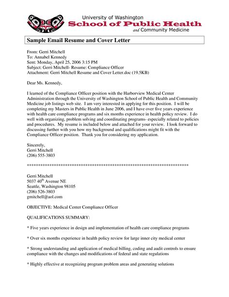 Resume Cover Letter via Email | Templates at allbusinesstemplates.com