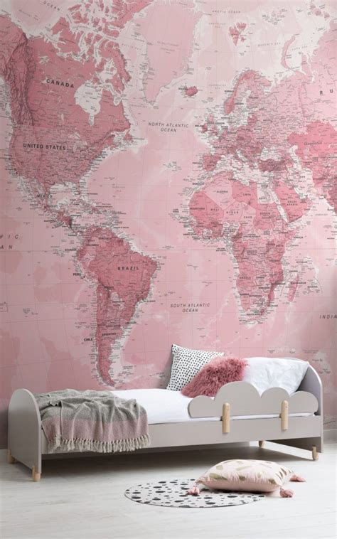 Map Of The World Wallpaper Pink