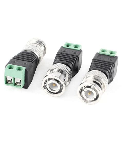 BNC Male Connector Screw Type Black & Green Connector for CCTV Camera [ Pack of 10 Pieces ...