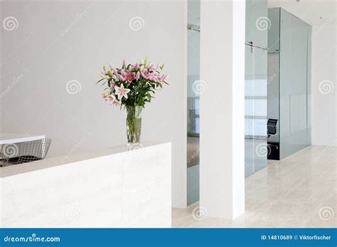 Modern company interior stock image. Image of flowers - 14810689