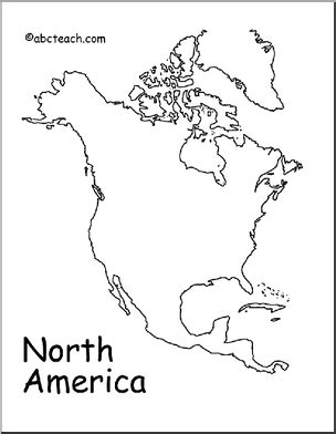 Map: North America (outline) | abcteach | North america map, America outline, America theme