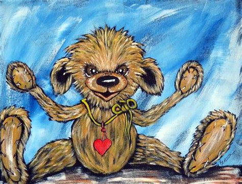 www.CharBensonArts.com Teddy Bear painting Original Acrylic Canvas ...