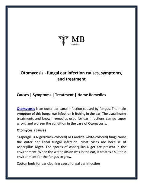 Otomycosis - fungal ear infection causes, symptoms, and treatment by Medy blog - Issuu