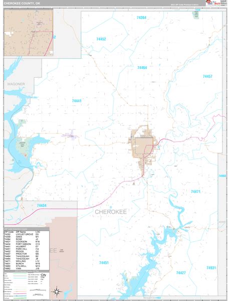 Cherokee County, OK Map - Premium