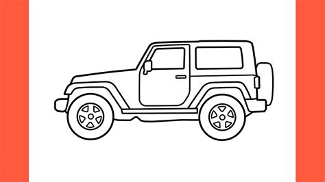 How to draw JEEP WRANGLER Rubicon 2017 easy / drawing Mahindra Thar off ...