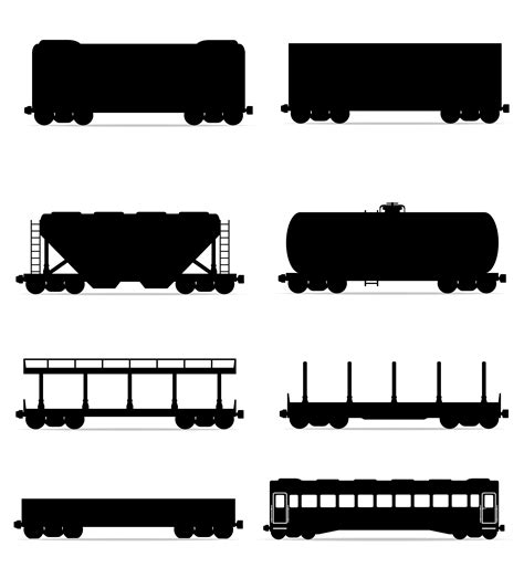 Set Icons Railway Locomotive Train Black Outline Silhouette Vector | Images and Photos finder