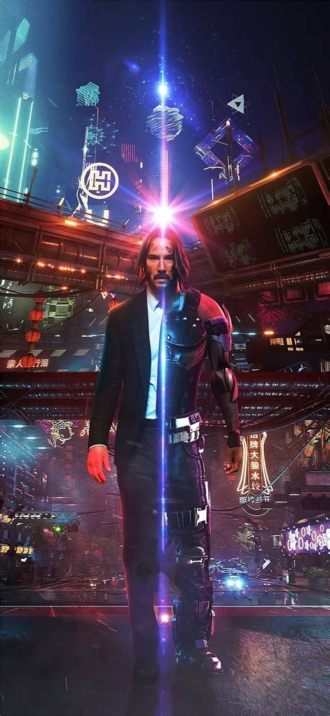 John wick as cyberpunk iPhone X, fan art cyberpunk smartphone HD phone ...