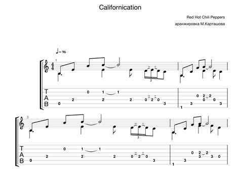 Californication for guitar. Guitar sheet music and tabs.