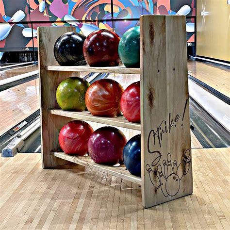 Custom Bowling Ball Rack Complete Bowling Ball Storage Solution Sturdy Solid Hard Wood ...