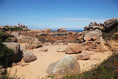 The Pink Granite Coast, Cote De Granit Rose, in Brittany Stock Photo - Image of breizh, bretagne ...