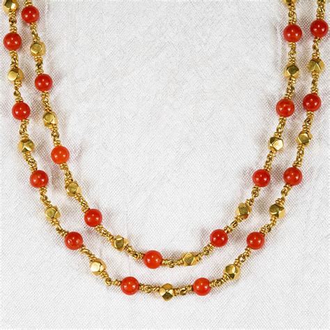 Beautiful Hand Crafted 23k Gold Mediterranean Red Coral 50" Chain SOLD ...