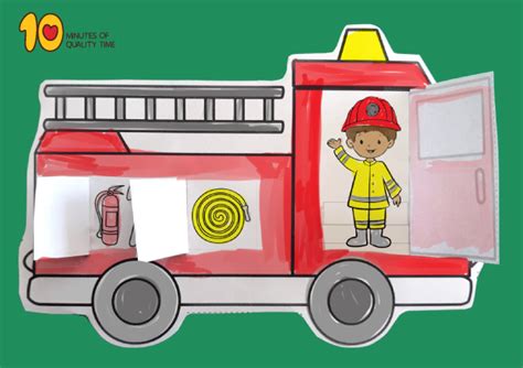 Fire Truck With Opening Doors Printable – 10 Minutes of Quality Time