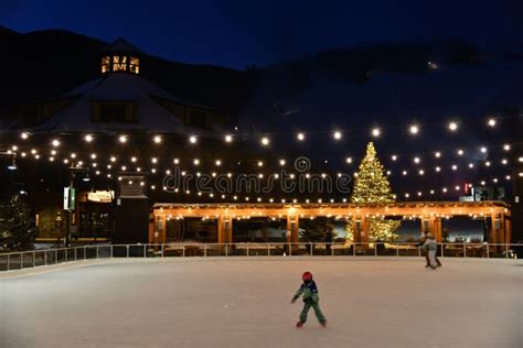 Stowe Mountain Ski Resort in Vermont, Ice Skating Rink with One Person ...