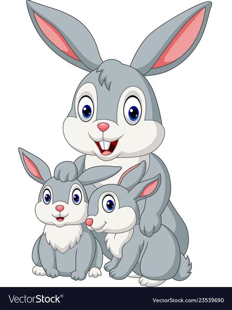 Happy rabbits family vector image on VectorStock | Desenho de desenho animado, Família de ...