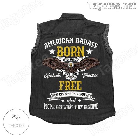 Kid Rock American Badass Born Free Sleeveless Denim Jacket - Tagotee