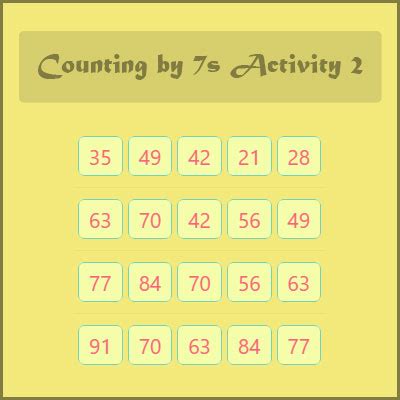 Counting by 7s Activity 2 | Number Patterns and Skip Counting Exercises