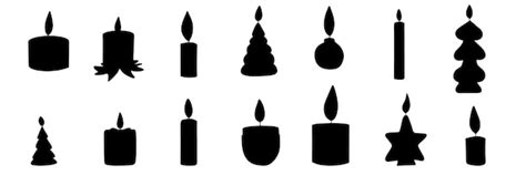 Premium Vector | Collection of christmas candles silhouette candle silhouette for christmas ...