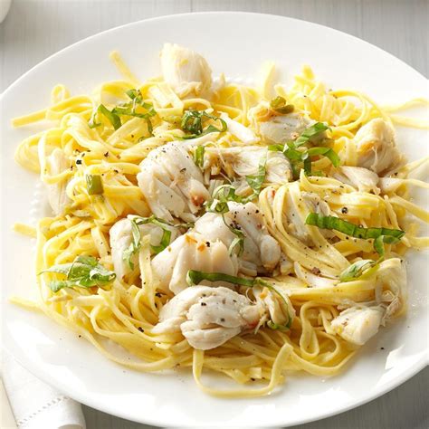 Basil-Lemon Crab Linguine Recipe | Taste of Home