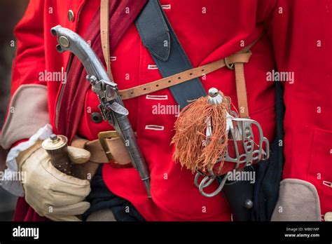 Close up shot of a reenactor of the Jacobite rising of 1745 in support ...