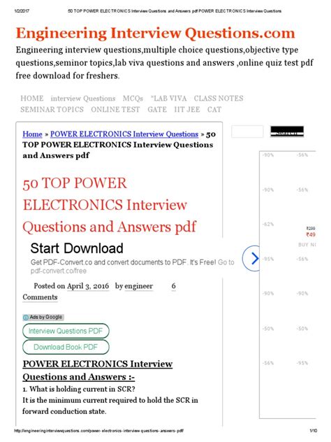 50 TOP POWER ELECTRONICS Interview Questions and Answers PDF POWER ...