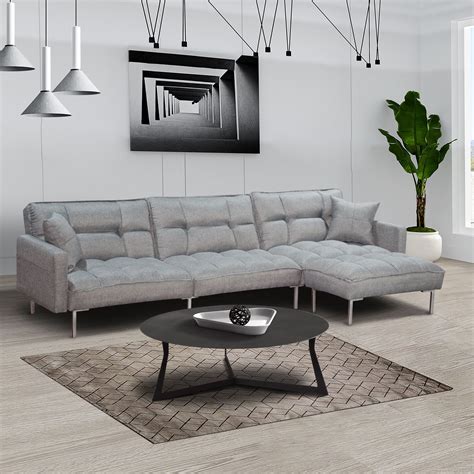 Harper Bright Designs 4 Piece L-Shaped Living Room Sectional Sofa Couch ...