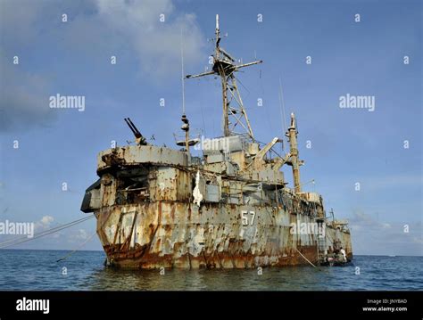 SECOND THOMAS SHOAL, Spratly Islands - Photo shows a wrecked ship on ...