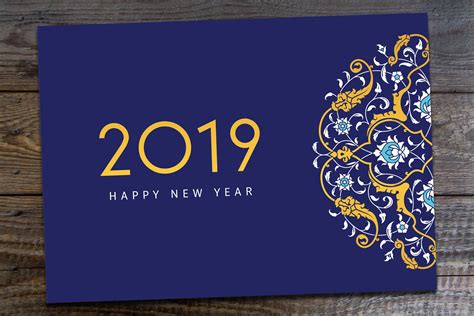 2019 New Year greeting card | Creative Illustrator Templates ~ Creative ...