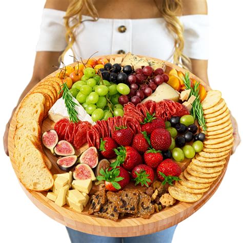 Large Charcuterie Board - 17 In, Round Charcuterie Boards Extra Large, Large Cheese Board, Round ...