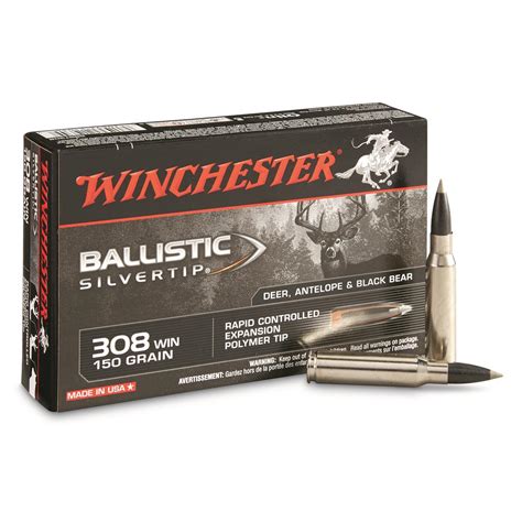 Winchester Ballistic Silvertip, .308 Winchester, BST, 150 Grain, 20 ...